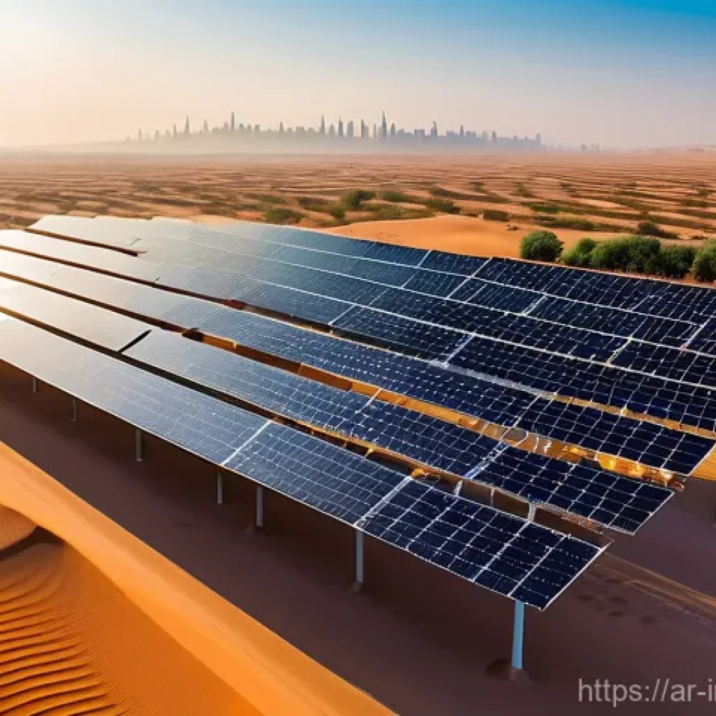 임팩트 투자에 적합한 산업 분야 - **Prompt: Green Energy Vision in the Arabian Desert**
    A wide, breathtaking panoramic view of a g...