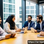 임팩트 투자와 기부의 차이점 - A vibrant Middle Eastern urban scene showing a diverse group of Arabic-speaking investors and social...