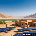 Home 22 임팩트 투자와 사회적 변화의 연결 고리 - A vibrant rural community in the Middle East illuminated by solar panels on rooftops and small farms...
