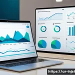 Home 21 임팩트 투자 플랫폼 소개 - A modern digital investment platform interface displayed on a sleek laptop screen with Arabic text, ...