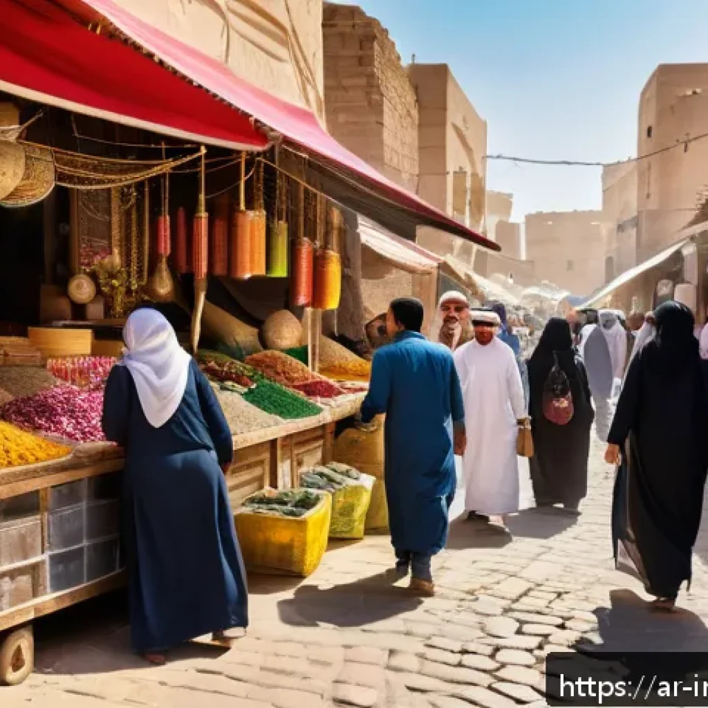 임팩트 투자와 지역 사회의 관계 - A vibrant Middle Eastern local market scene showcasing small and medium-sized enterprises thriving w...