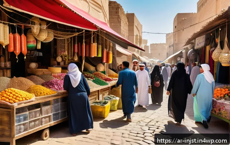 임팩트 투자와 지역 사회의 관계 - A vibrant Middle Eastern local market scene showcasing small and medium-sized enterprises thriving w...