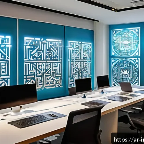 Home 30 임팩트 투자와 기업의 혁신 문화 - A modern office space in a Middle Eastern corporate setting, featuring diverse teams of Arabic profe...