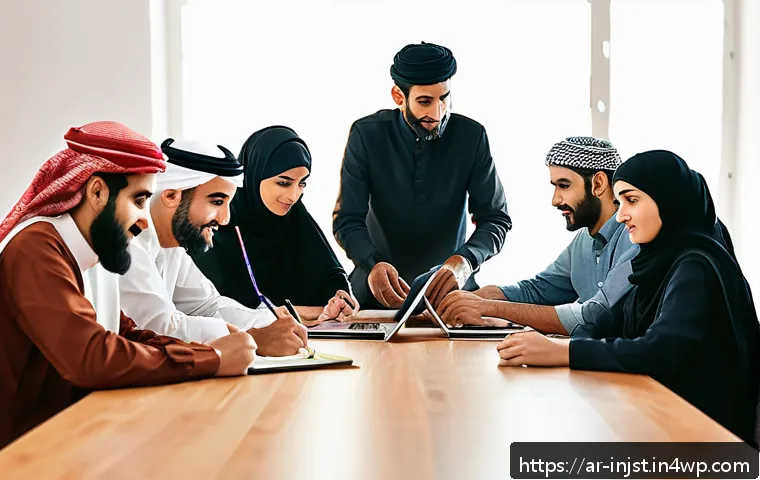 임팩트 투자와 시민 참여의 중요성 - A diverse group of Middle Eastern community volunteers, including men and women of various ages, col...