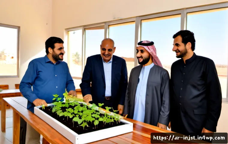 Home 17 임팩트 투자와 비영리 단체의 역할 - Photorealistic impact investment meeting in a modern Middle Eastern community center, Arab nonprofit...